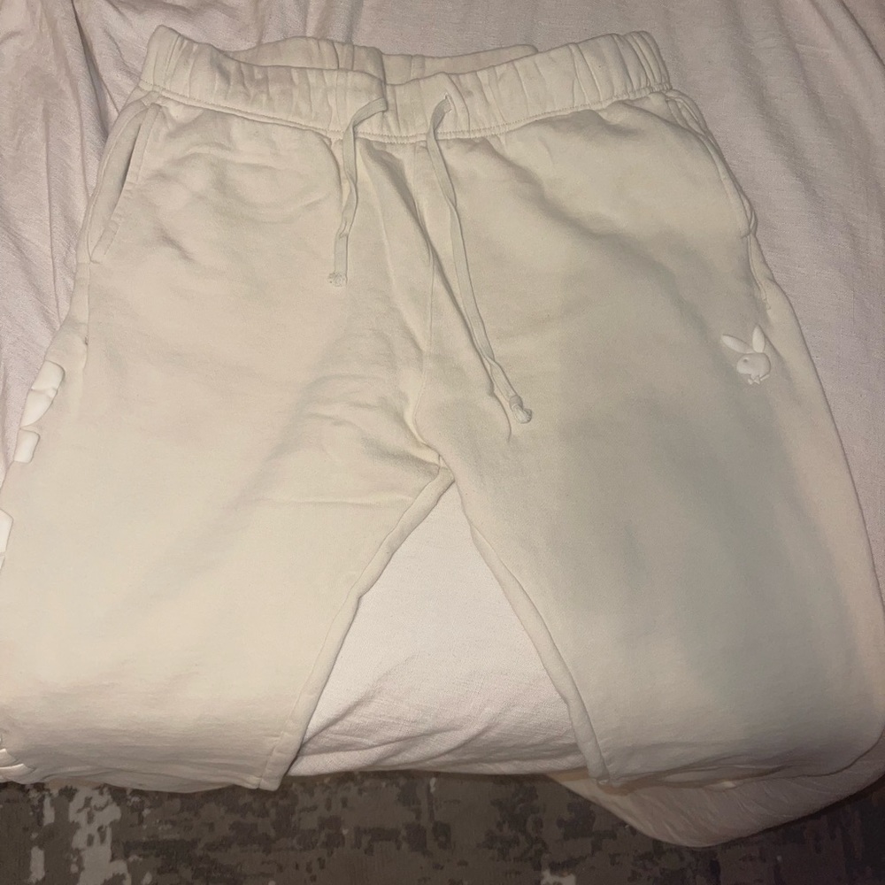 Playboy Sweat Pants - Size Large - Cream color